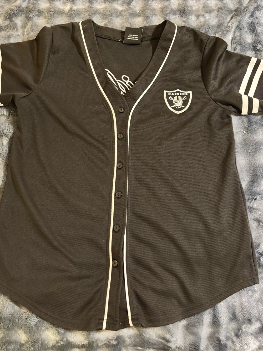 NFL Raiders Women's Black Jersey with White Trim